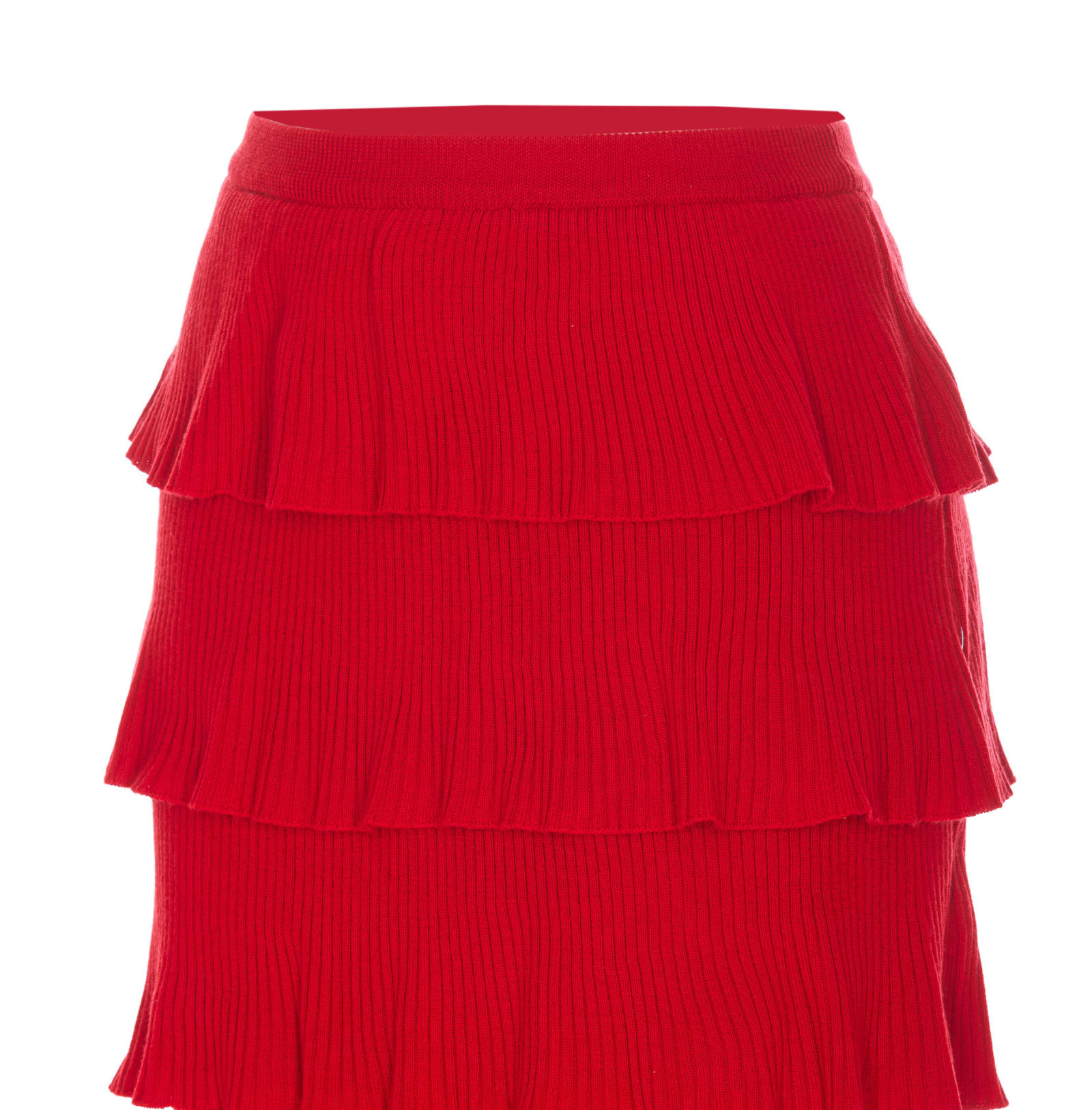 Shop Moschino Knitted Skirt In Red