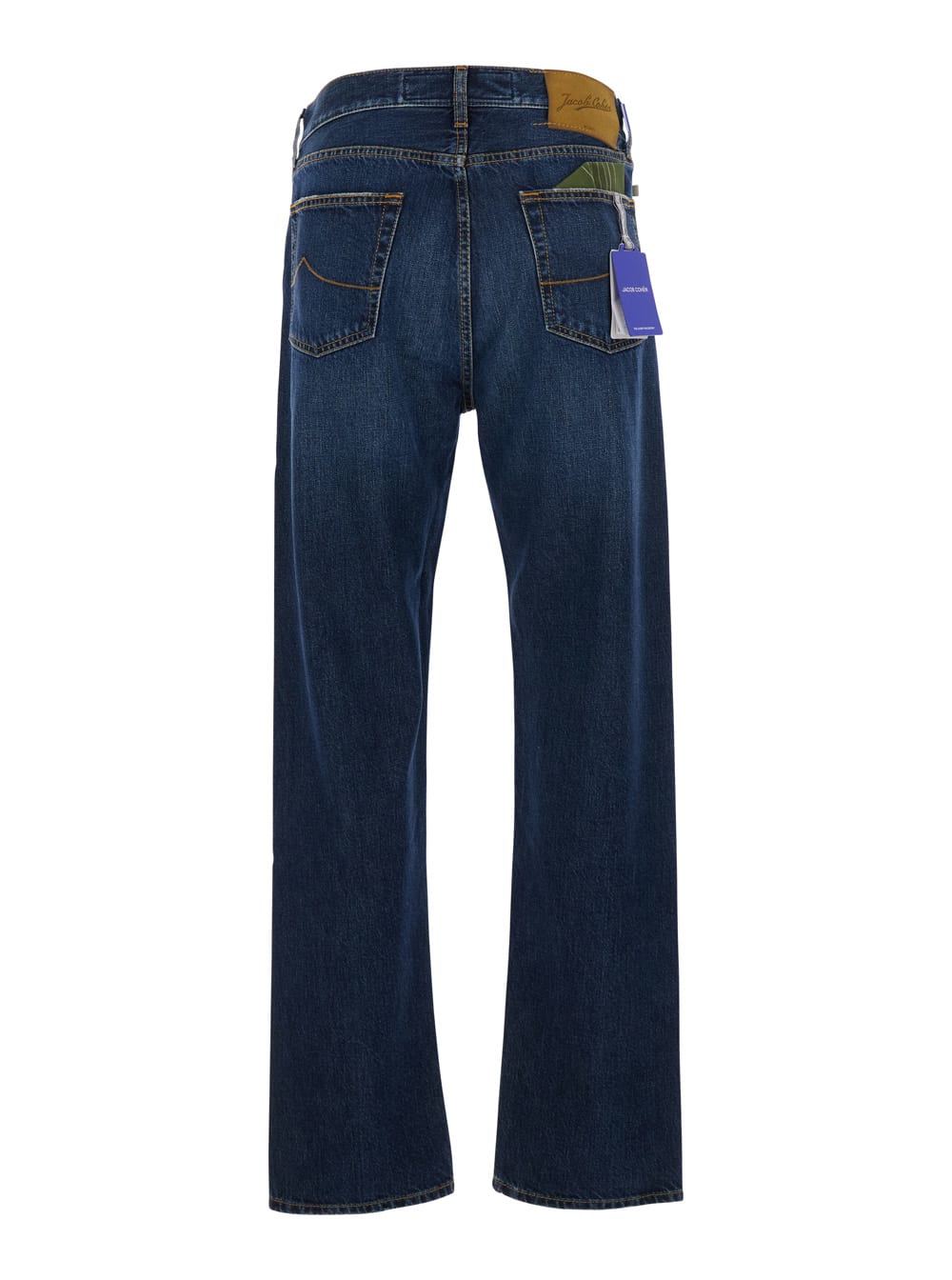 JACOB COHEN BLUE JEANS WITH LOGO PATCH ON THE REAR IN DENIM MAN