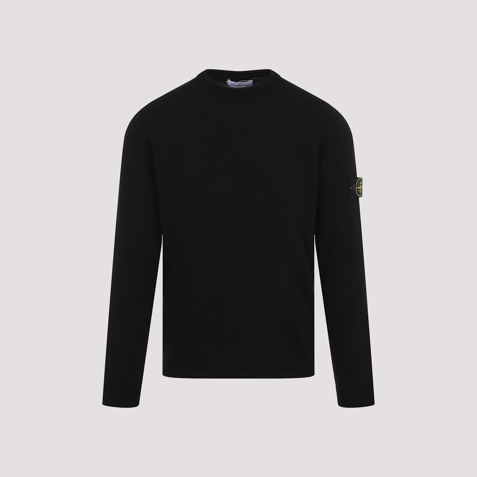 Shop Stone Island Logo Crew Neck Sweater In Black
