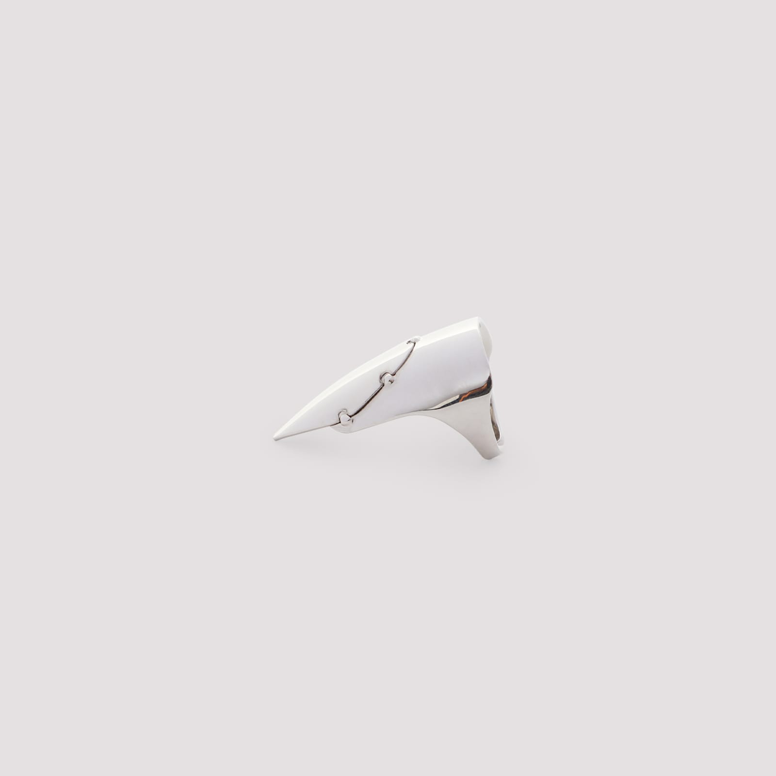 Jean Paul Gaultier Nail Ring Brass Silver Pointed Fingernail In Gray