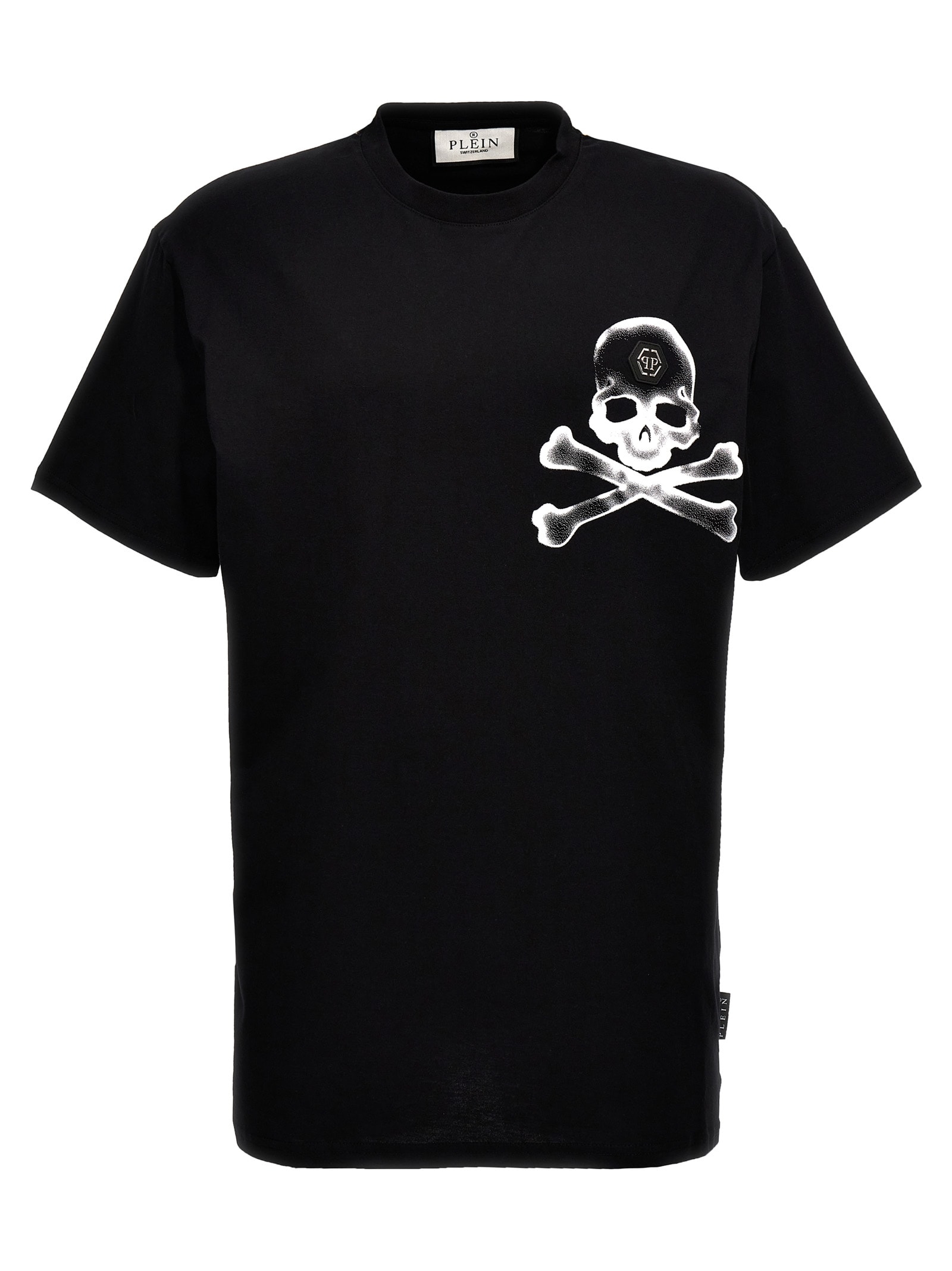 Shop Philipp Plein Gothic Plein T-shirt In White/black