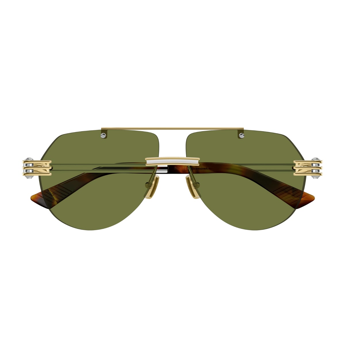 Shop Bottega Veneta Bv1342s Linea Unapologetic 003 Gold Silver Green Sunglasses In Oro