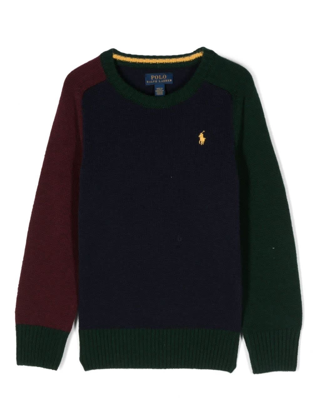 Shop Ralph Lauren Red, Blue And Green Wool And Cashmere Pullover In Multicolor