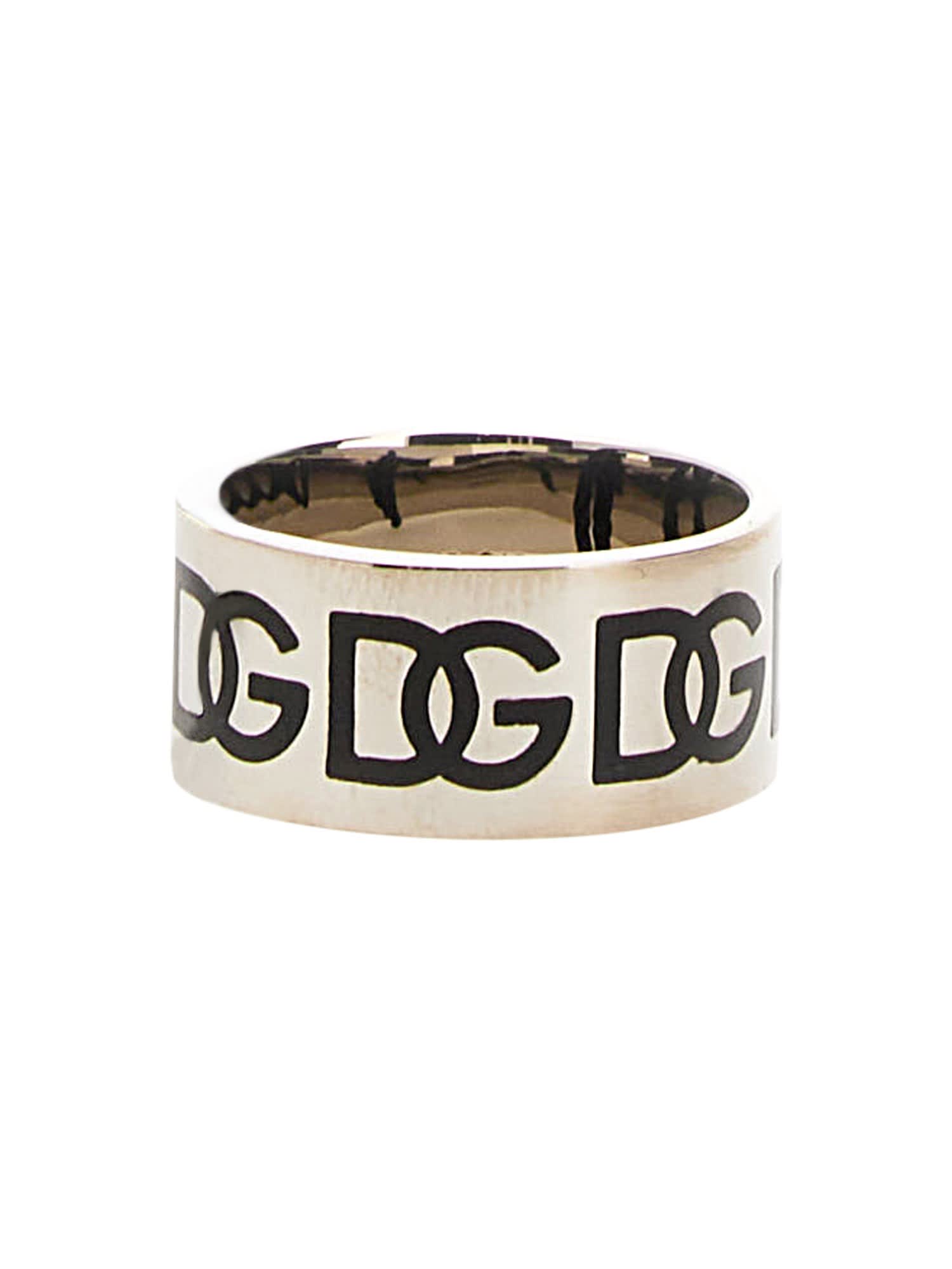 Dolce & Gabbana Logo Ring In Argento