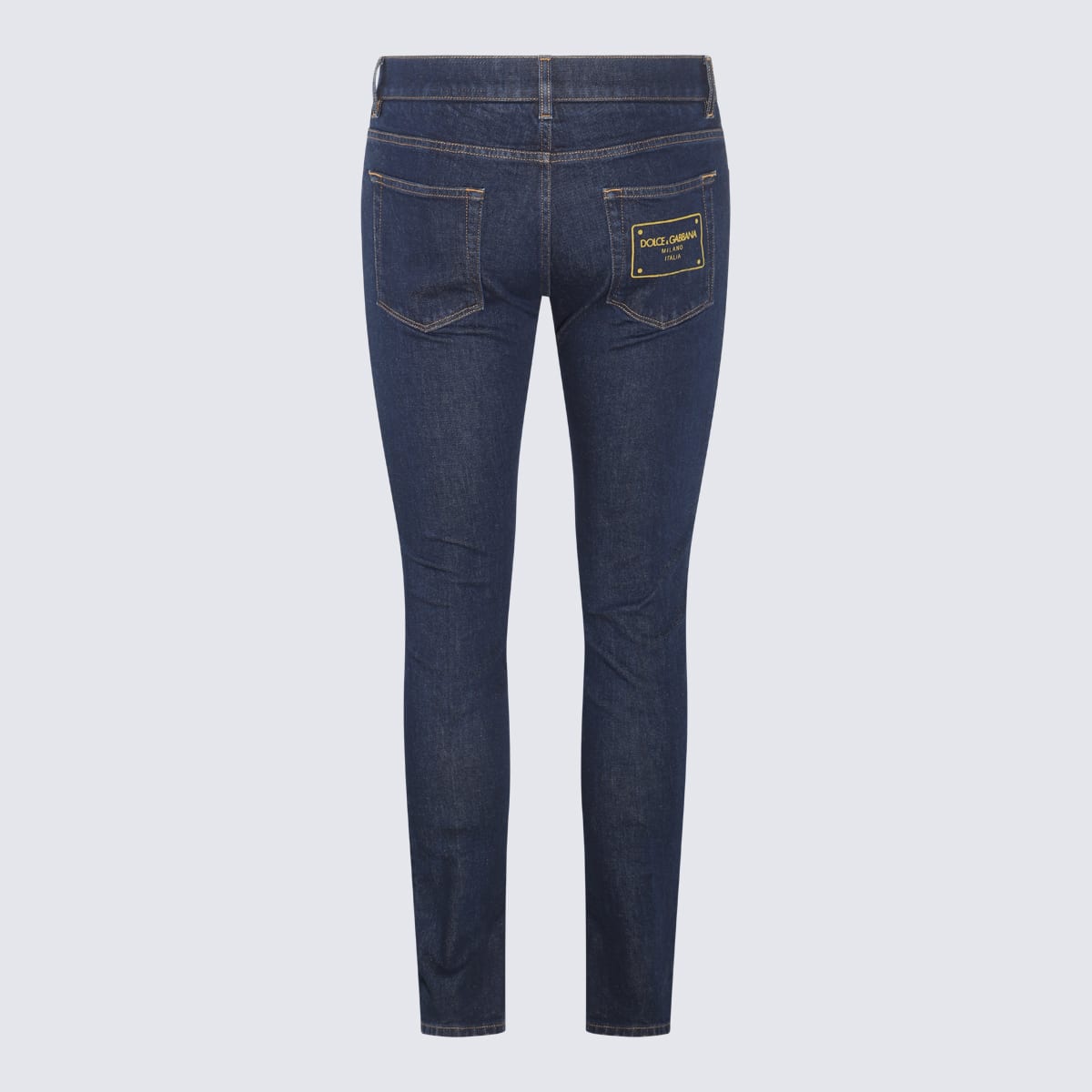 Shop Dolce & Gabbana Dark Blue Cotton Blend Jeans In Denim