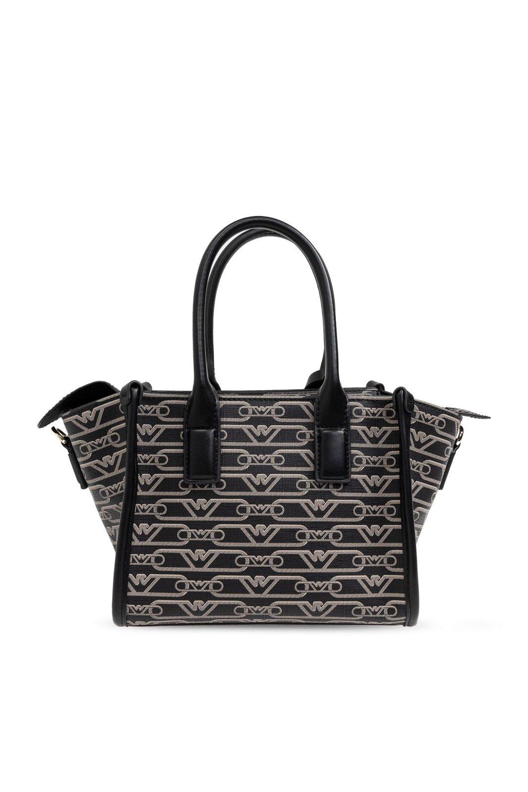 Shop Emporio Armani Shoulder Bag With Monogram In Black