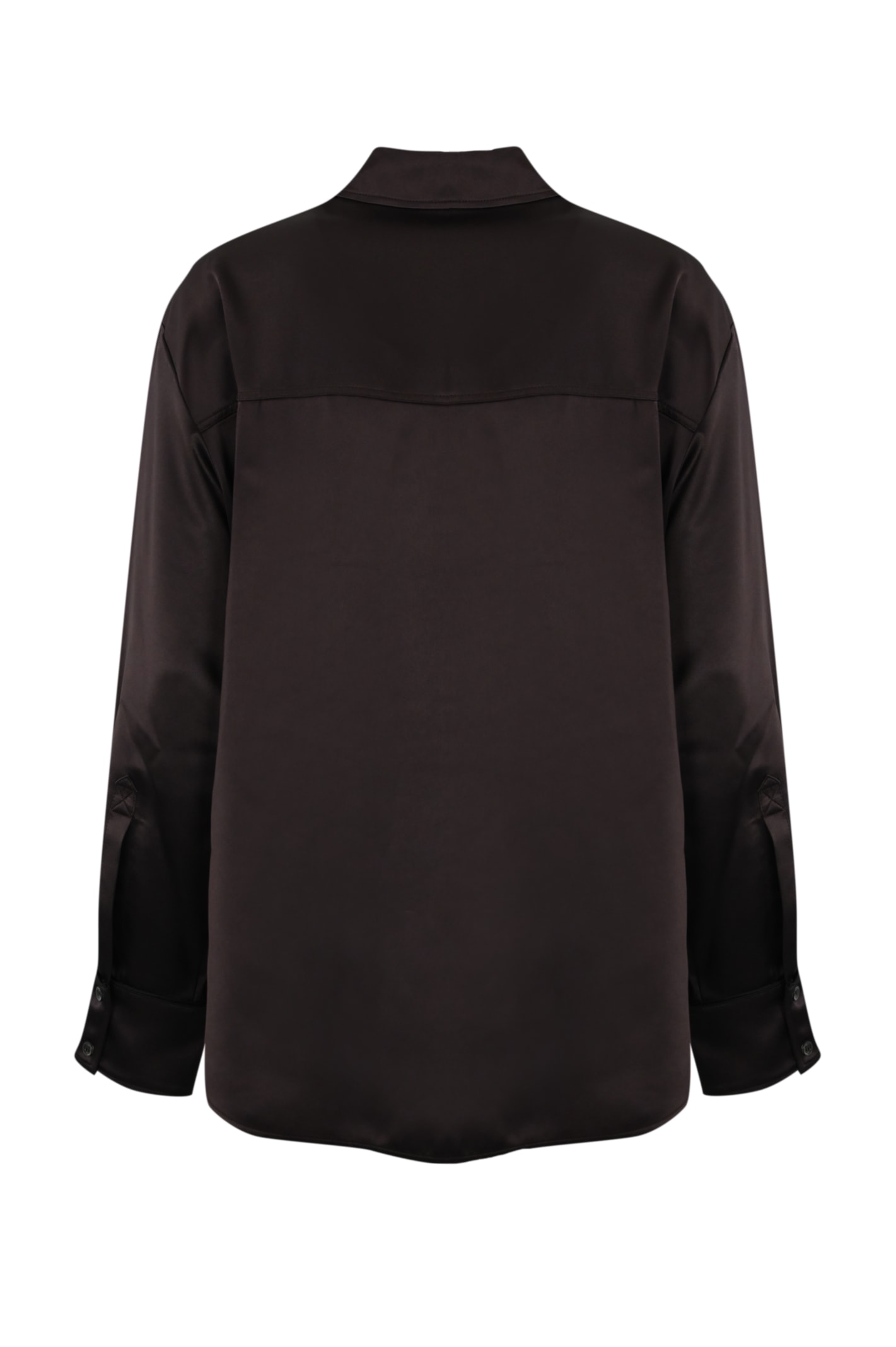 Shop Pinko Shiny Bowl Shirt In Satin In Marrone