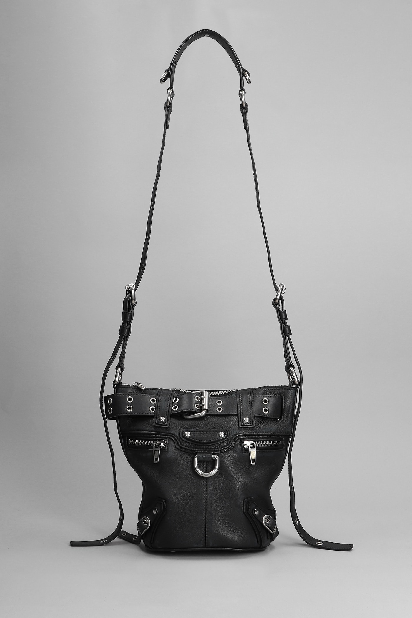 Balenciaga Emo Bucket Shoulder Bag In Black Leather