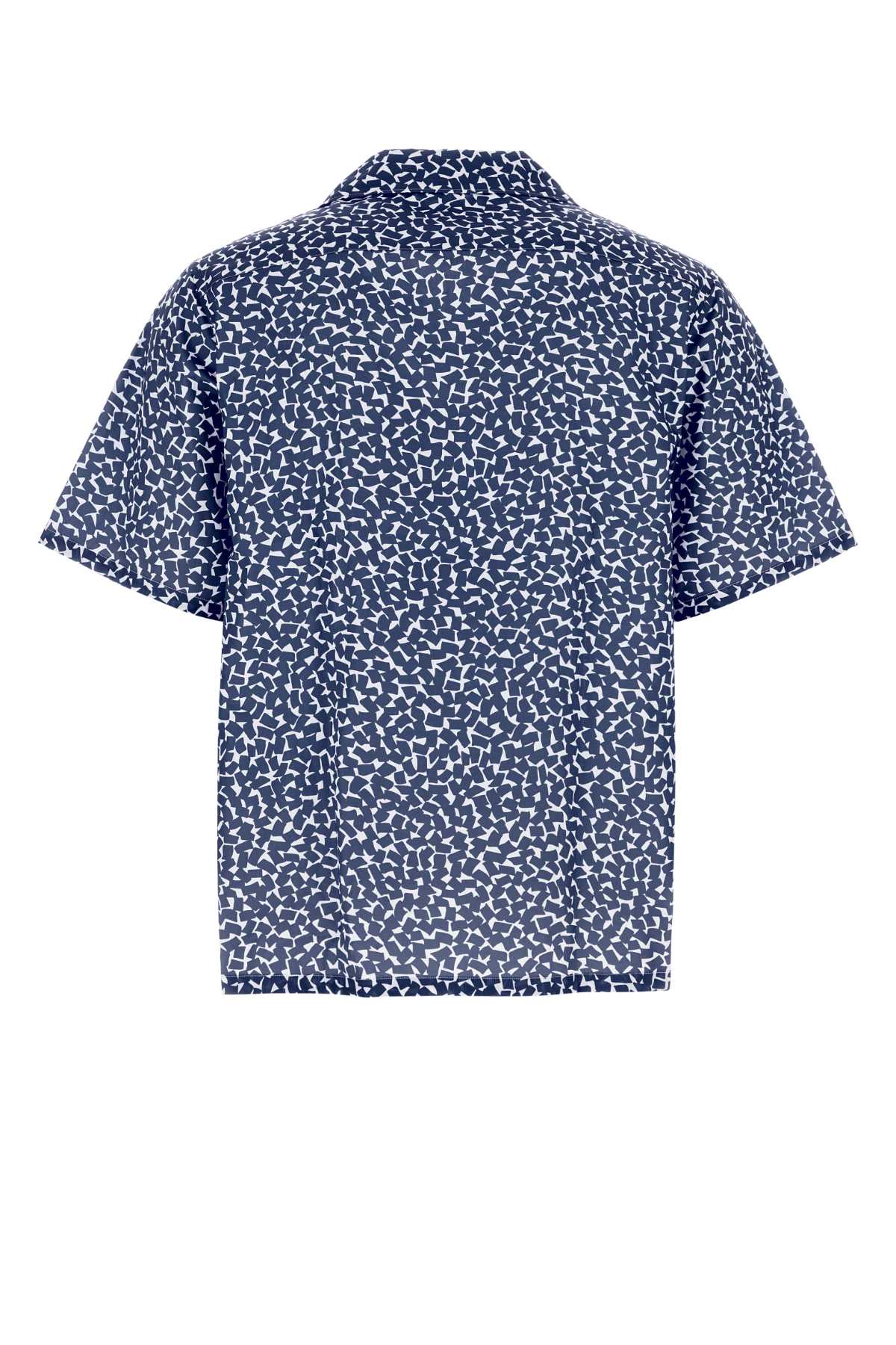 Shop Prada Printed Poplin Shirt In Bleu