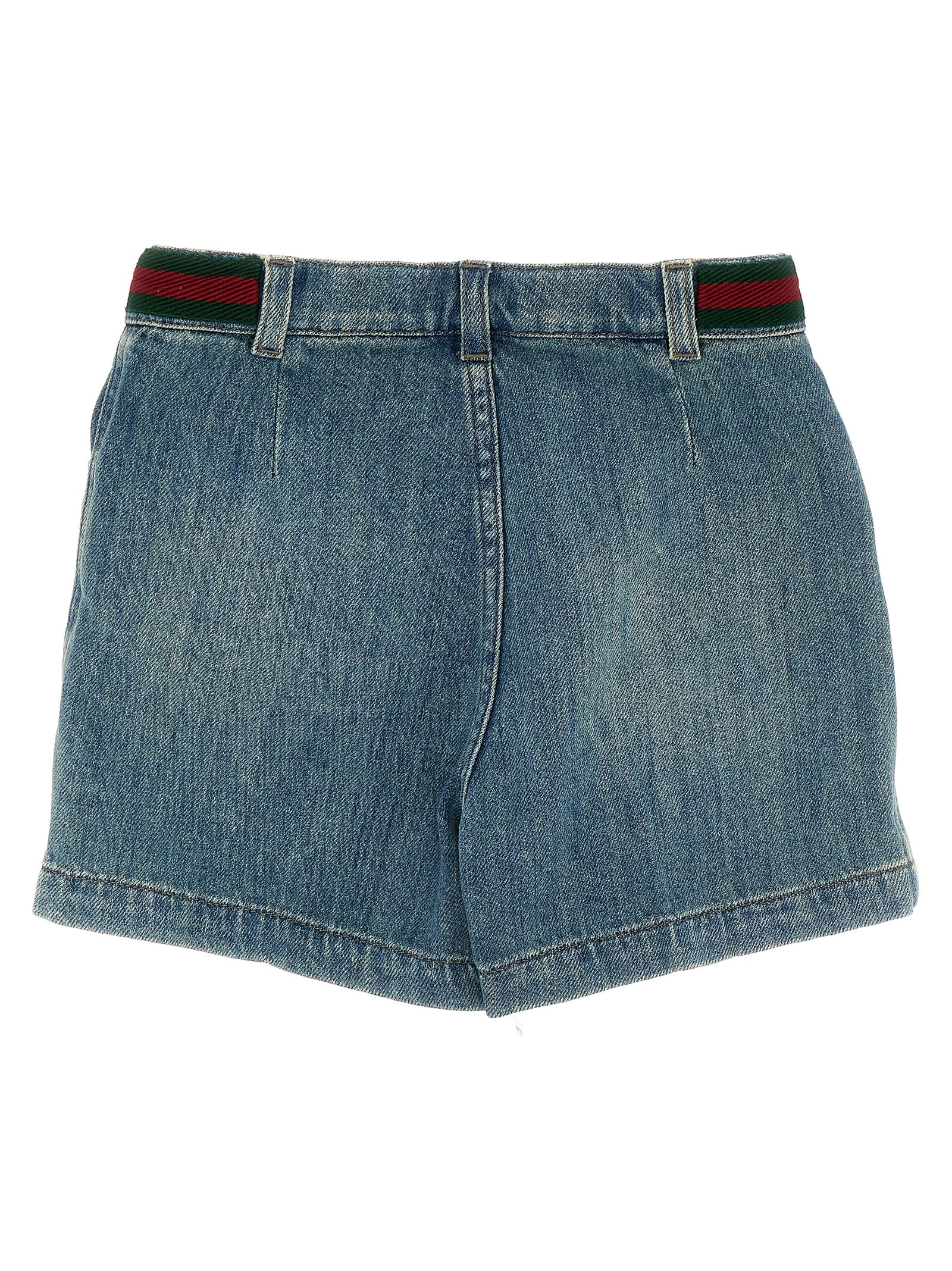 Gucci Blue Denim Shorts In Light Blue