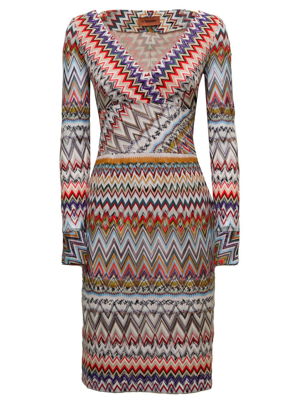 Dress With Zigzag Pattern In Wool Blend Viscose Multicolor Woman Missoni