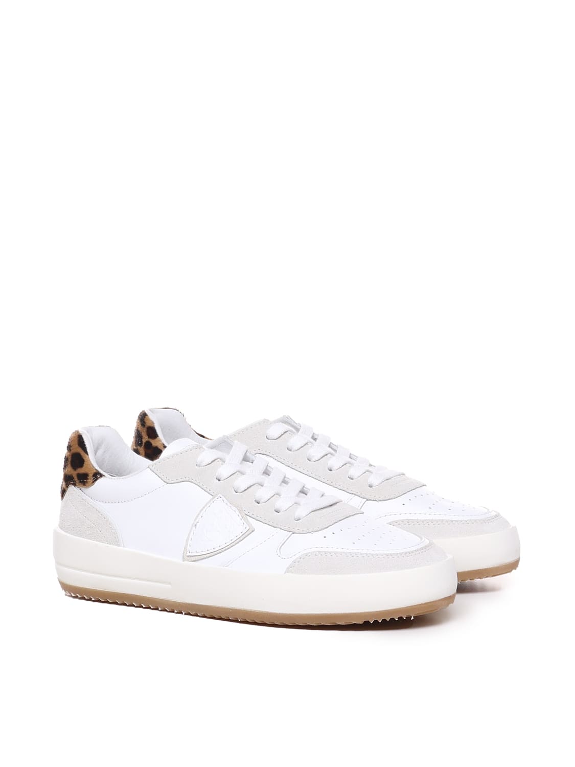 Shop Philippe Model Nice Low Sneaker In White, Leopard