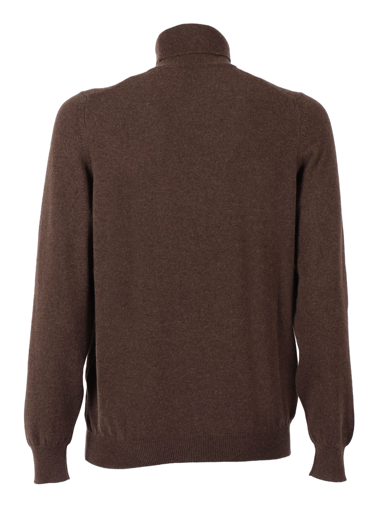 Fedeli Turtleneck Long Sleeve Cashmere Sweater In Brown