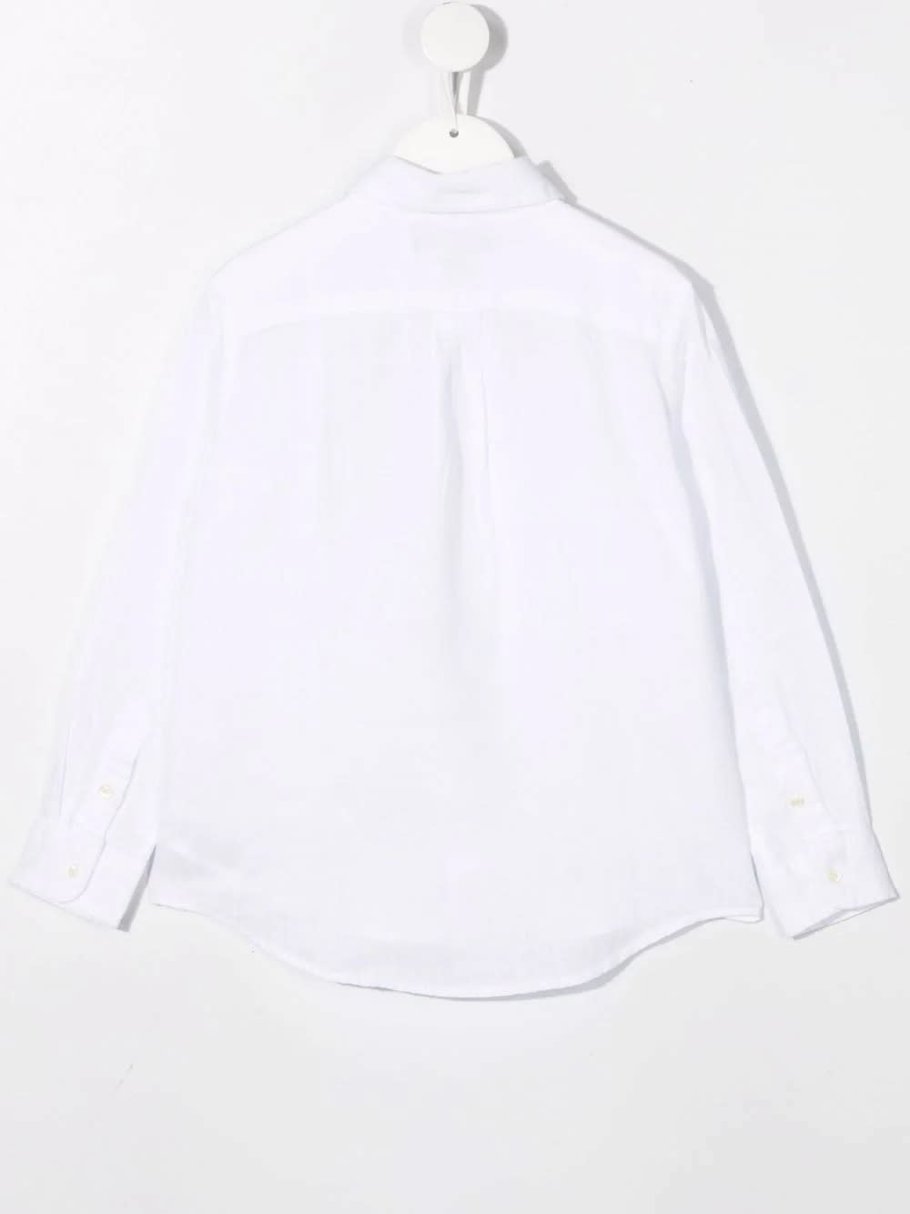 Shop Ralph Lauren White Linen Shirt With Embroidered Pony