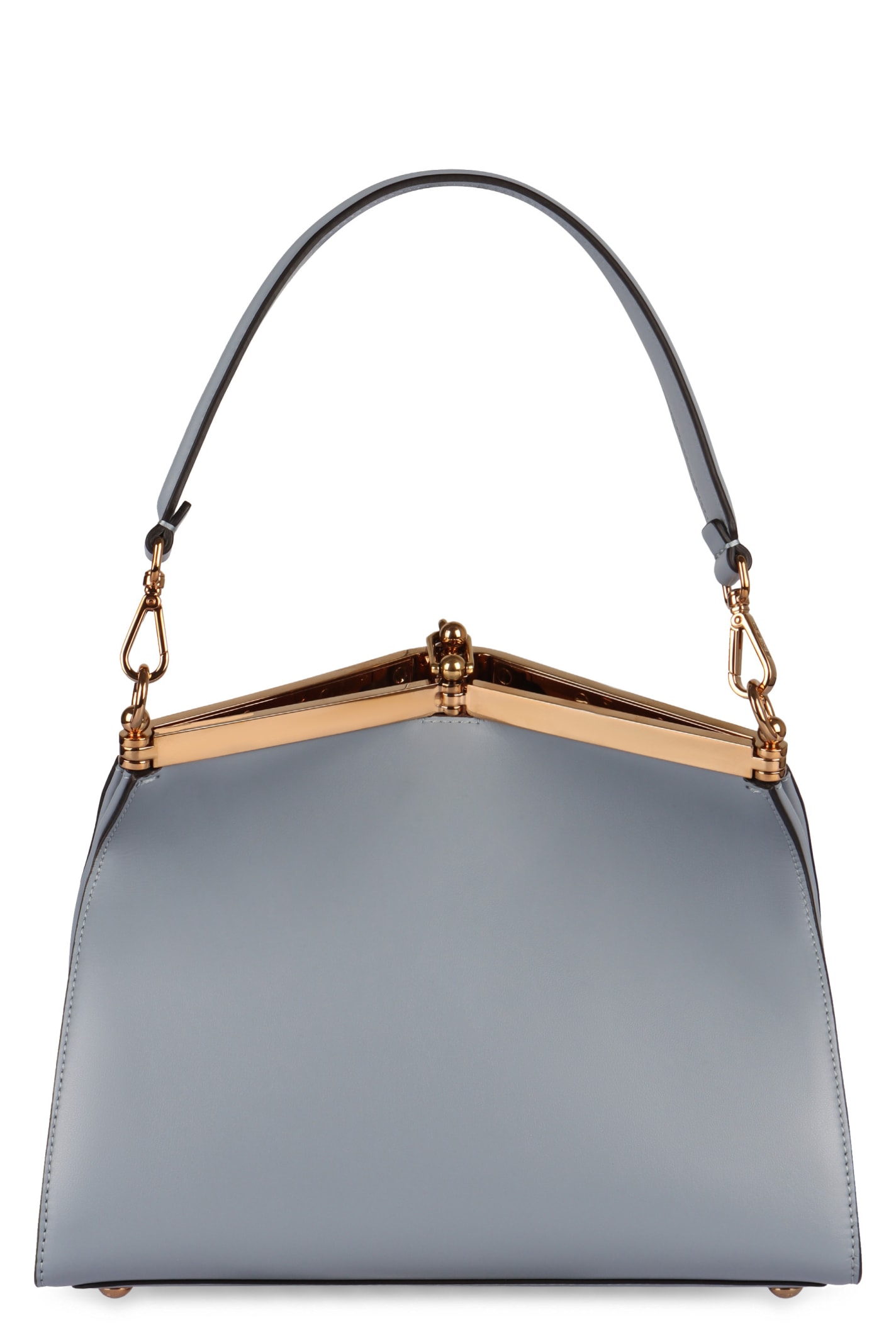 Shop Etro Vela Media Leather Shoulder Bag In Light Blue