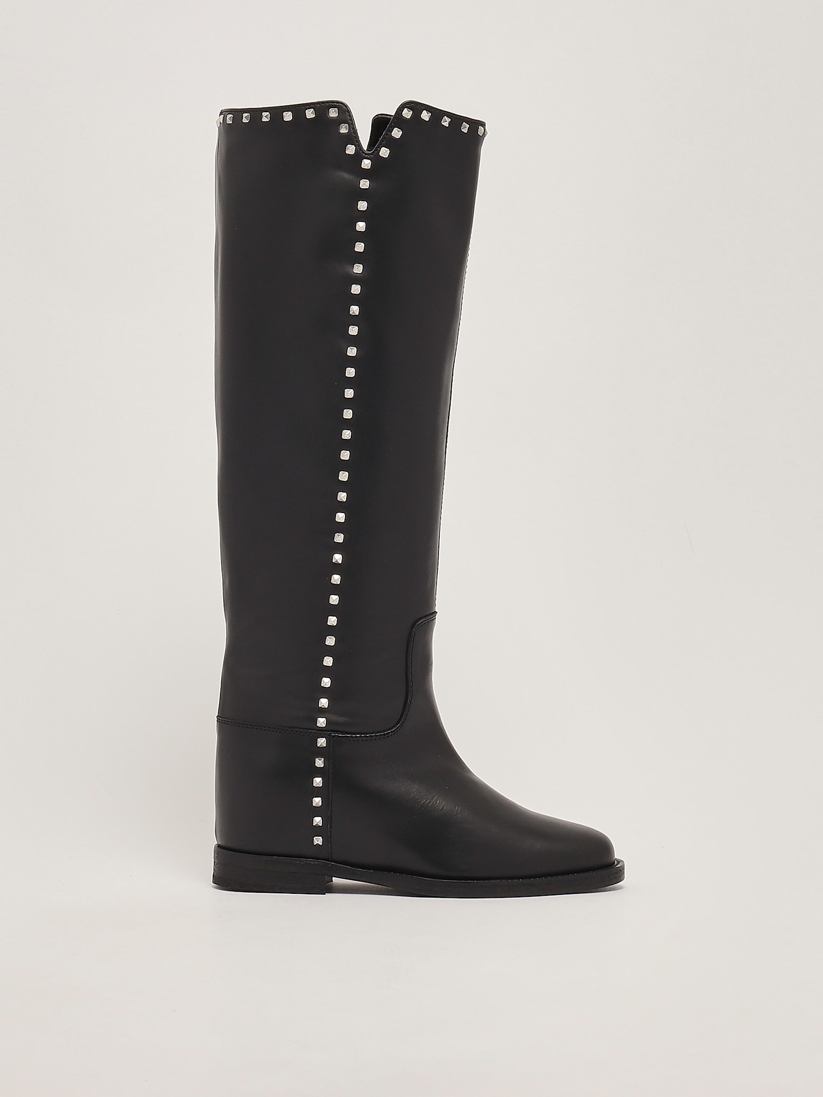 Via Roma 15 Leather Boots In Black