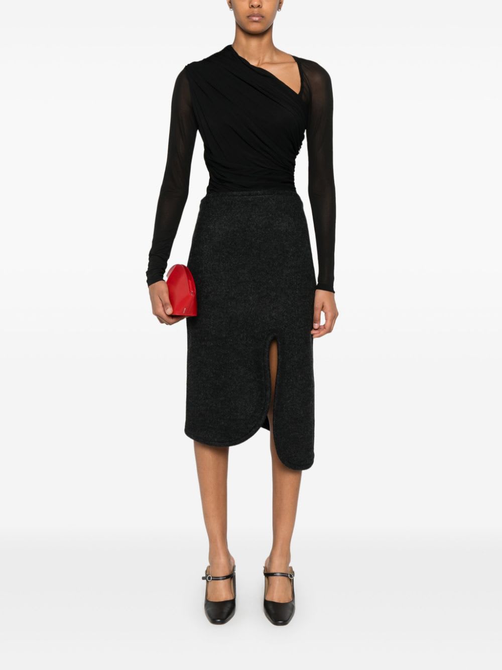 Shop Victoria Beckham Padded Tube Midi Skirt In Grey