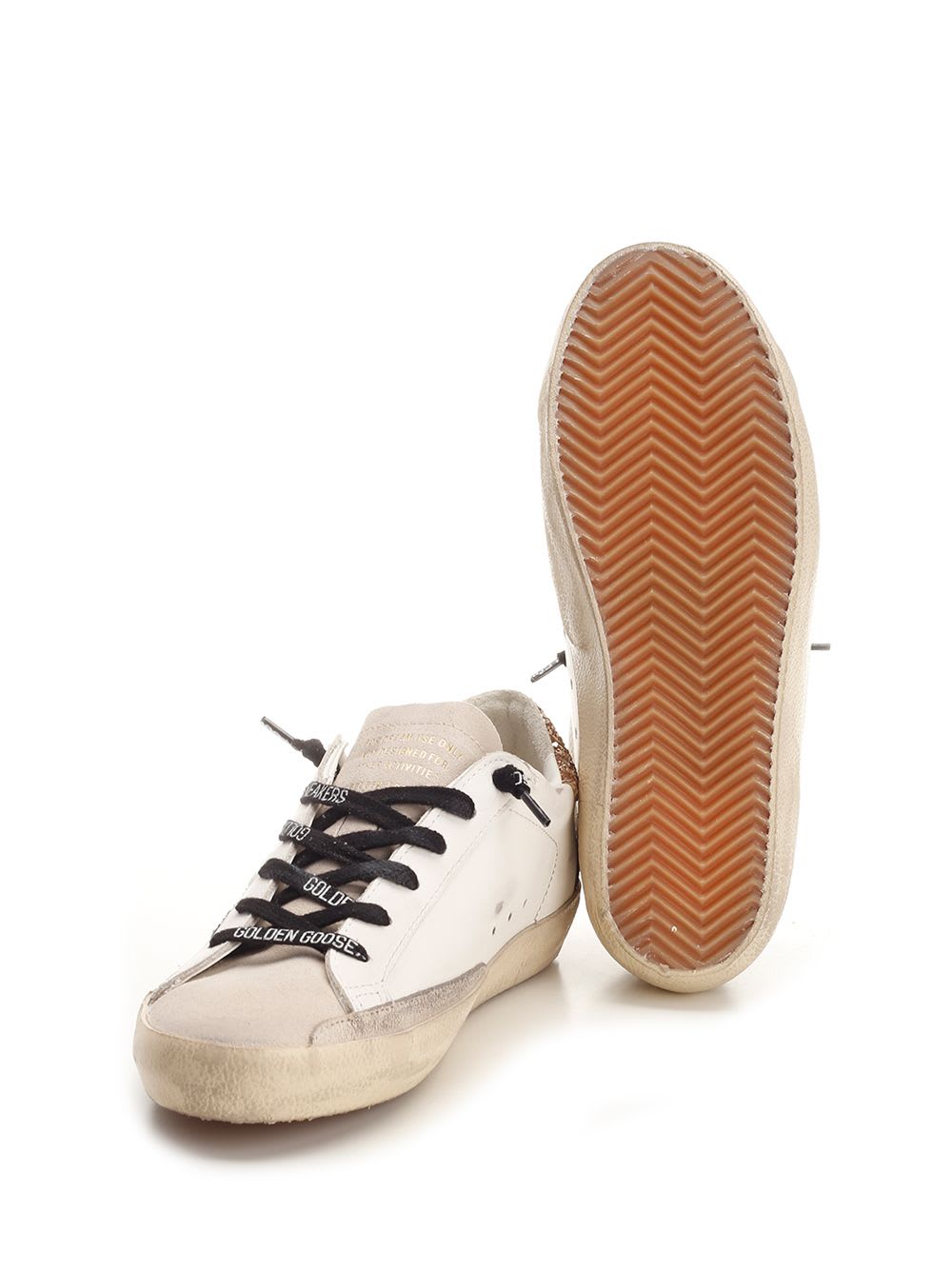Golden Goose Super-star Distressed Suede-trimmed Glittered Leather Sneakers In White