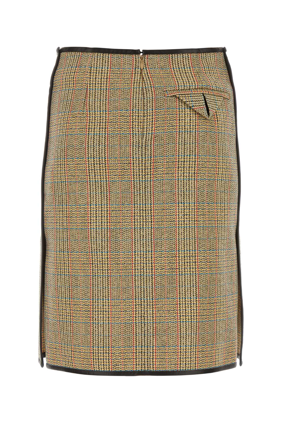 Shop Bottega Veneta Multicolor Glencheck Skirt In Beigeyellowblue