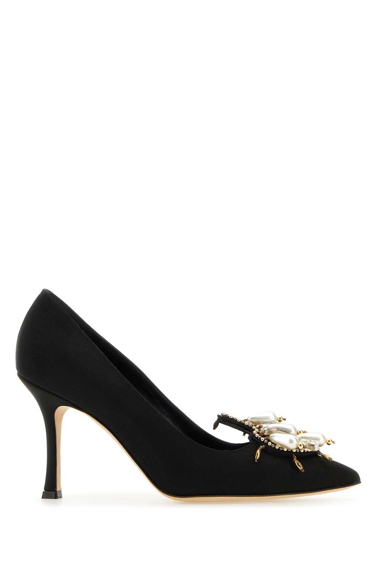 Shop Manolo Blahnik Black Fabric Orientalia Pumps In Blck