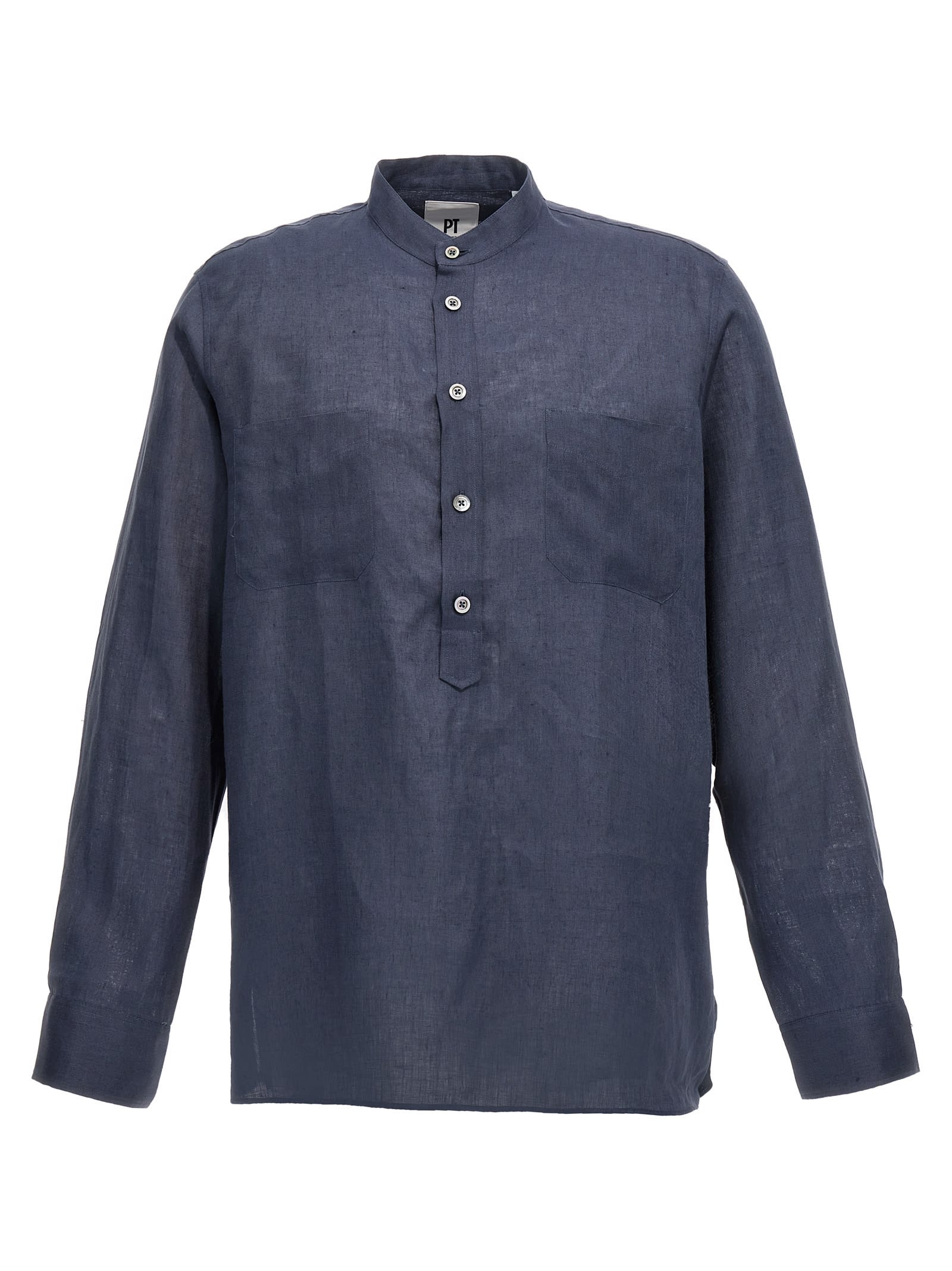 Shop Pt01 Linen Shirt In Blue