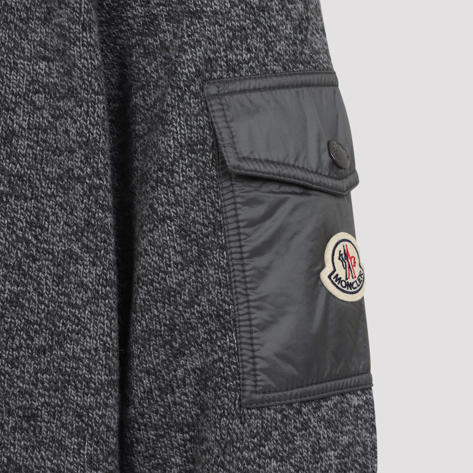 Moncler Wool Cashmere Pocket Sweater In Gray