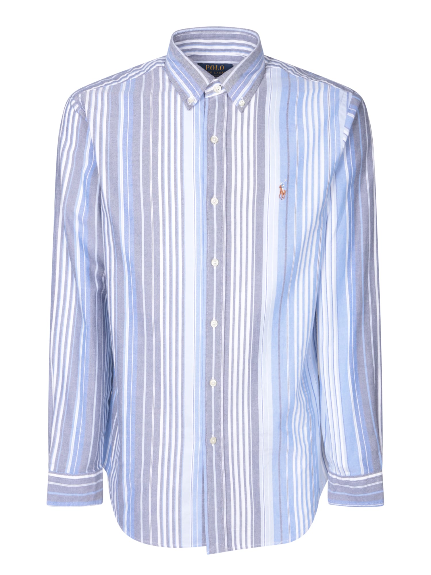 Shop Polo Ralph Lauren Custom Striped Blue/multicolor Shirt