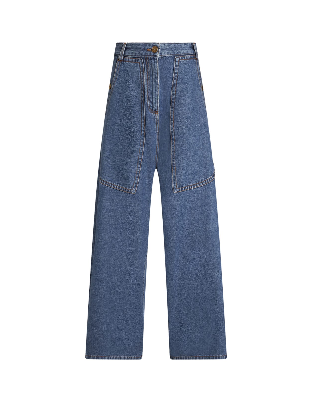 Shop Etro Wide Leg Jeans In Light Blue Denim