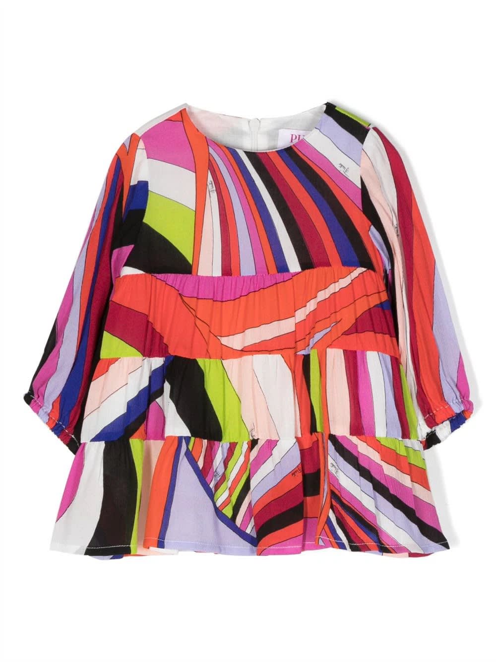 Pucci Babies' Dress With Iride Print In Multicolore