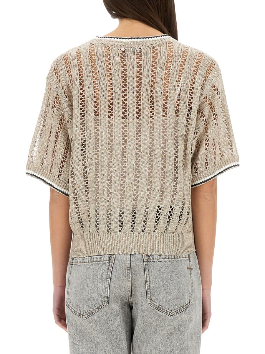Brunello Cucinelli Dazzling Sweater Sweaters And Cardigans Beige In Beige