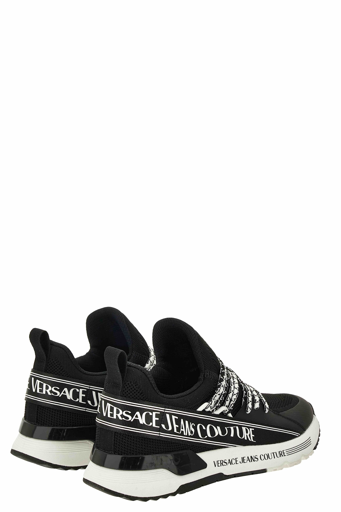 Versace Jeans Couture Lace-up Logo Sneakers In Black