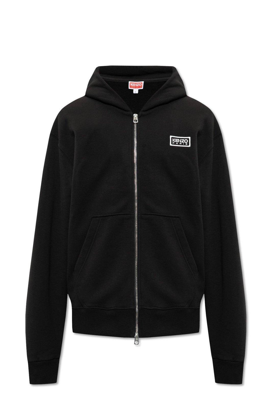 Logo Embroidered Zip Up Hoodie