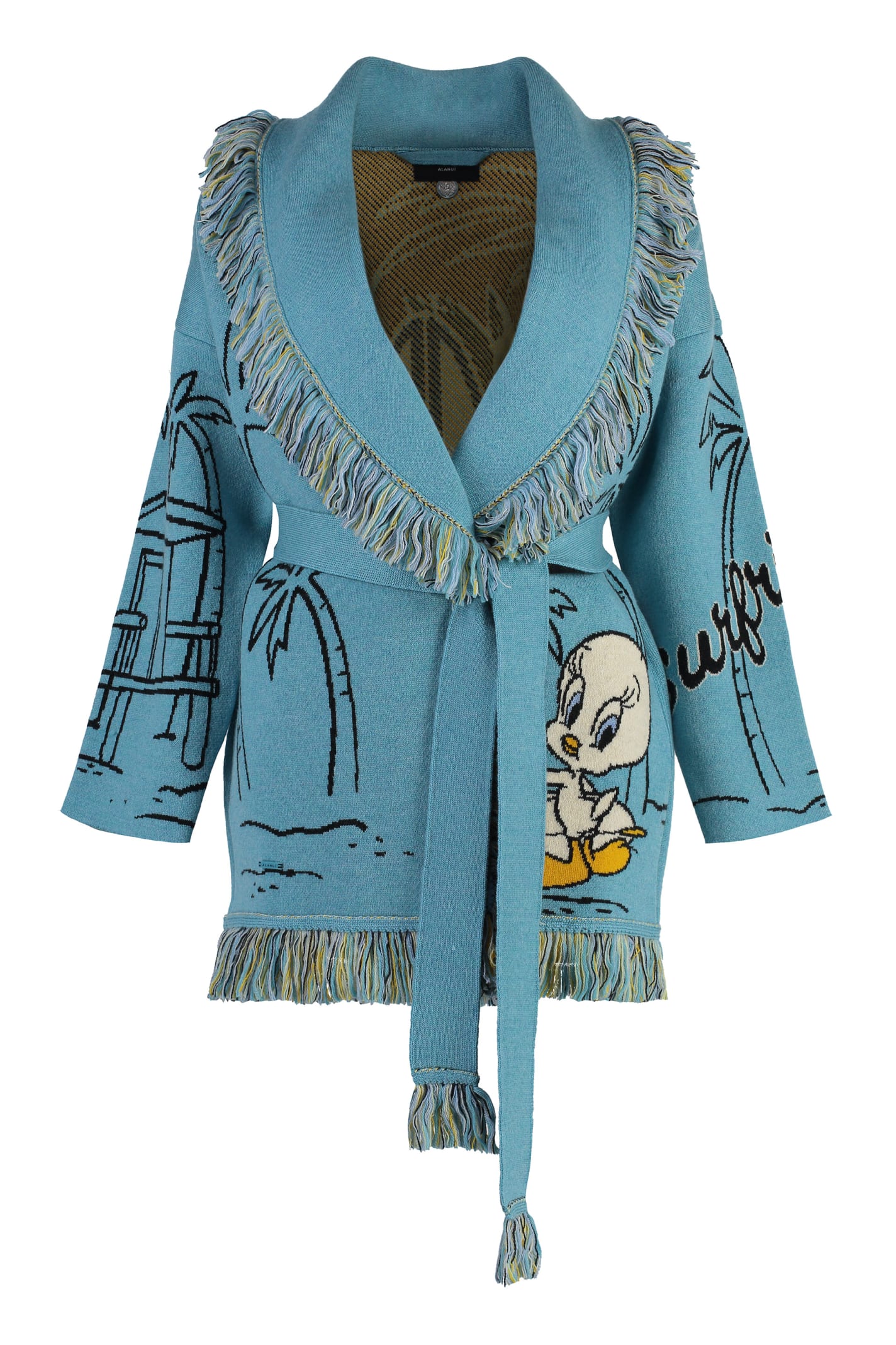 Shop Alanui X Looney Tunes - Wool Cardigan In Light Blue