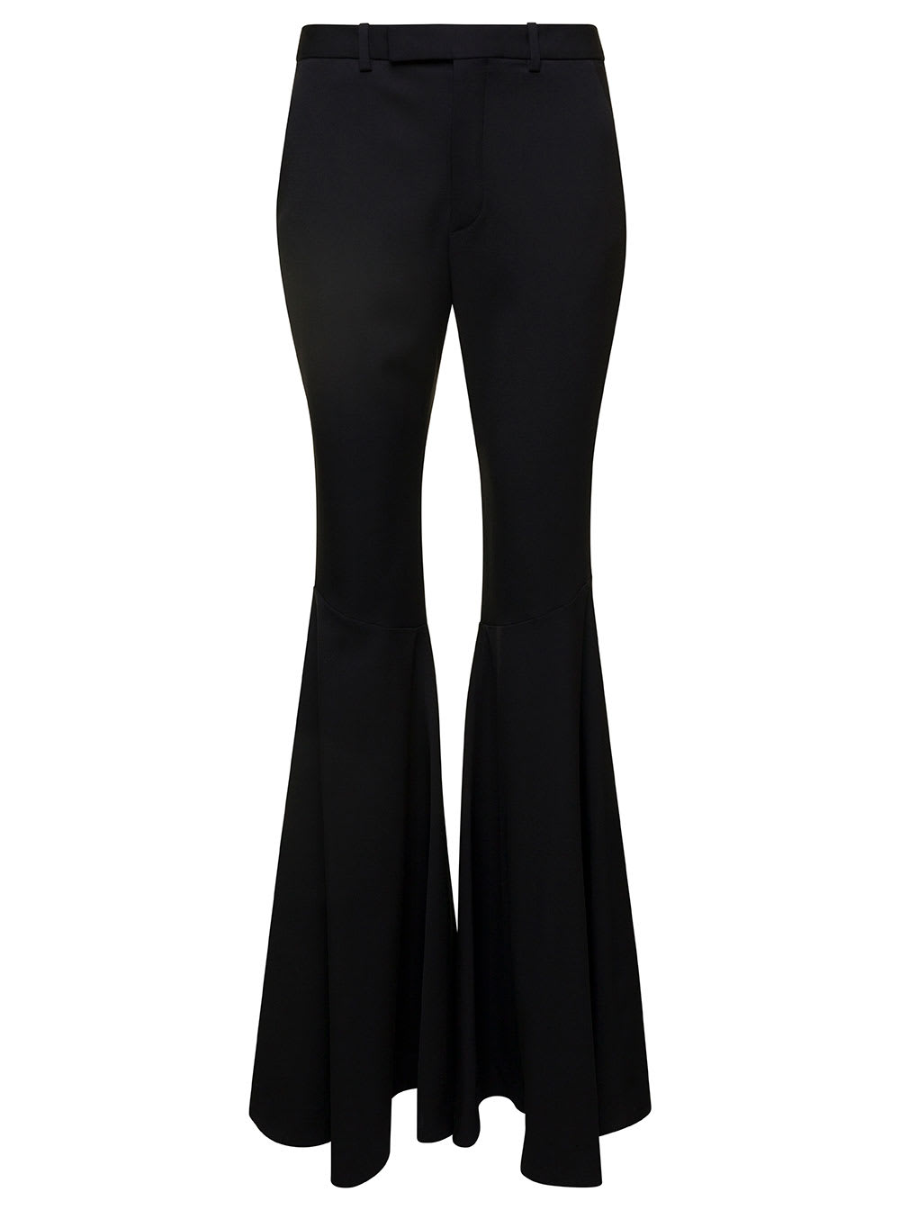 SAINT LAURENT BLACK HIGH-WAISTED FLARED TROUSERS IN COTTON WOMAN