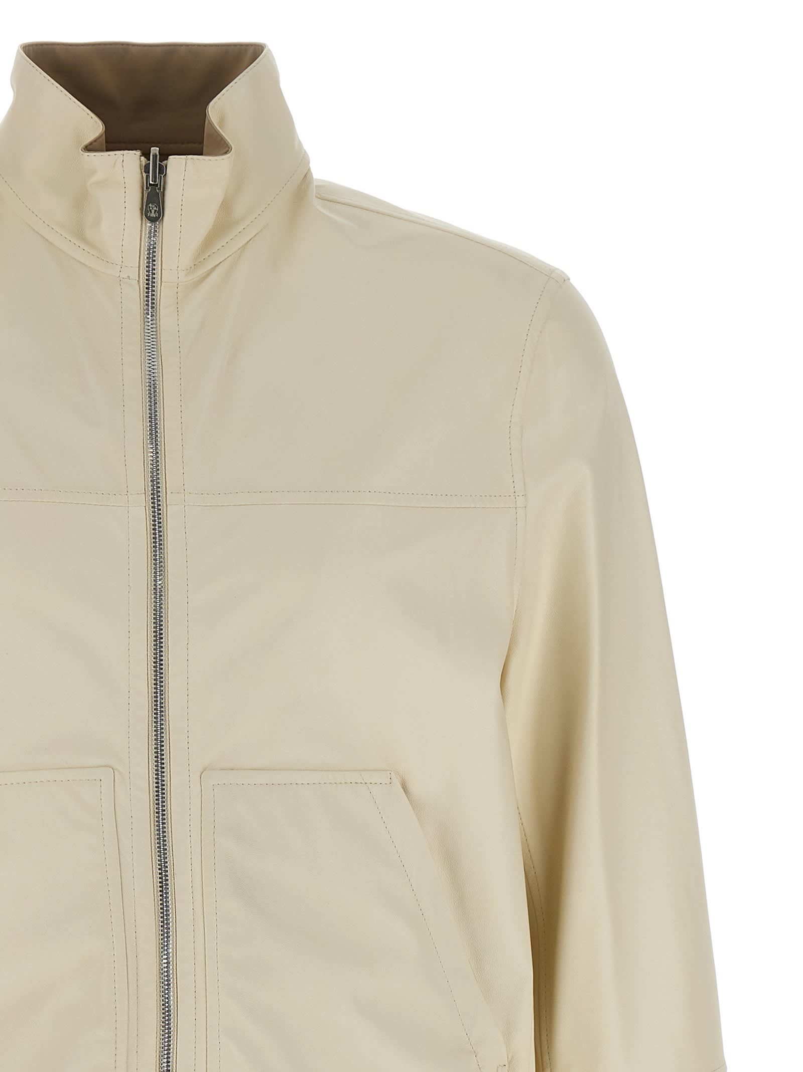 Brunello Cucinelli Reversible Leather Bomber Jacket