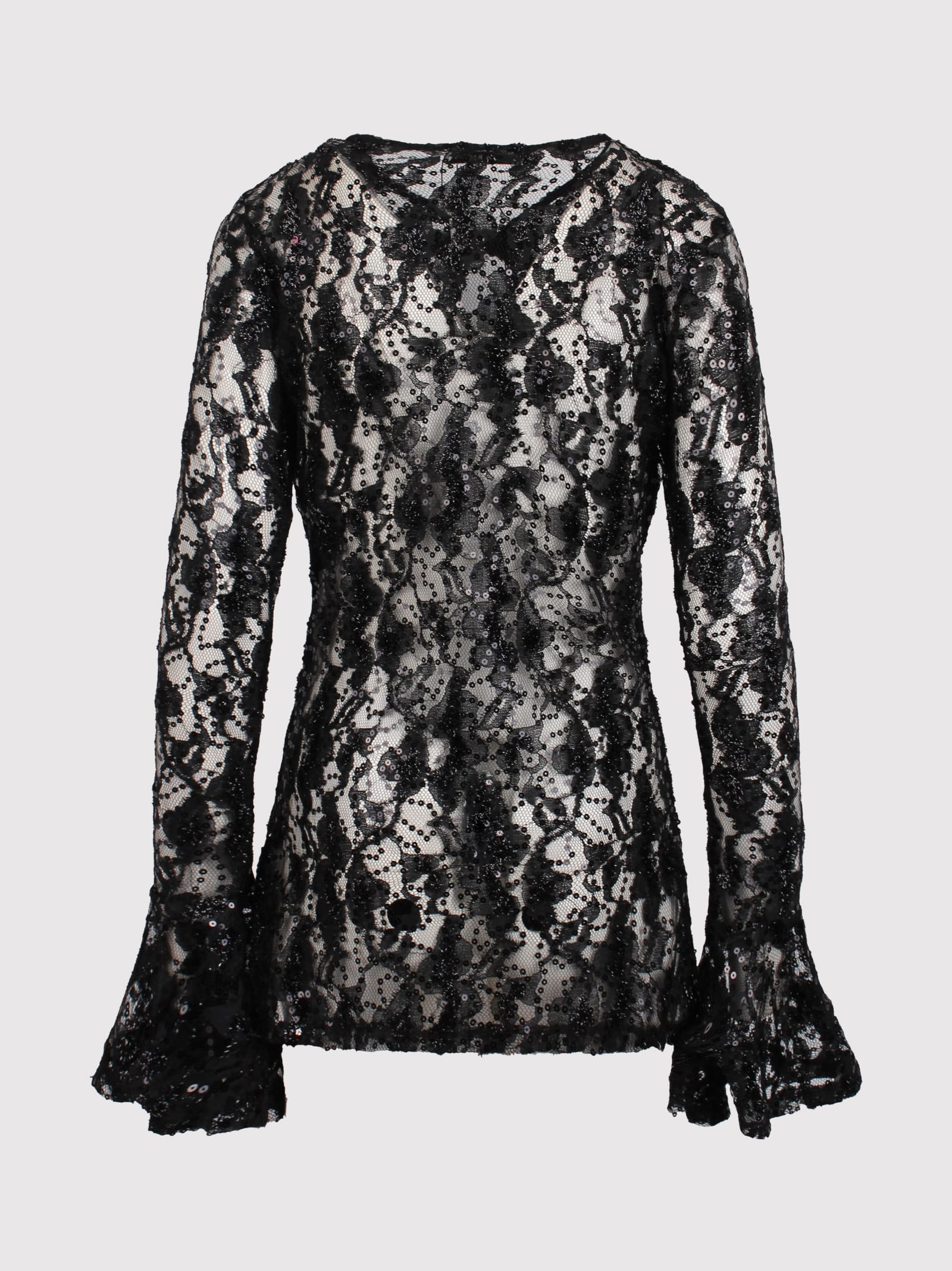 Shop Nina Ricci Sequinned Sheer-lace Top