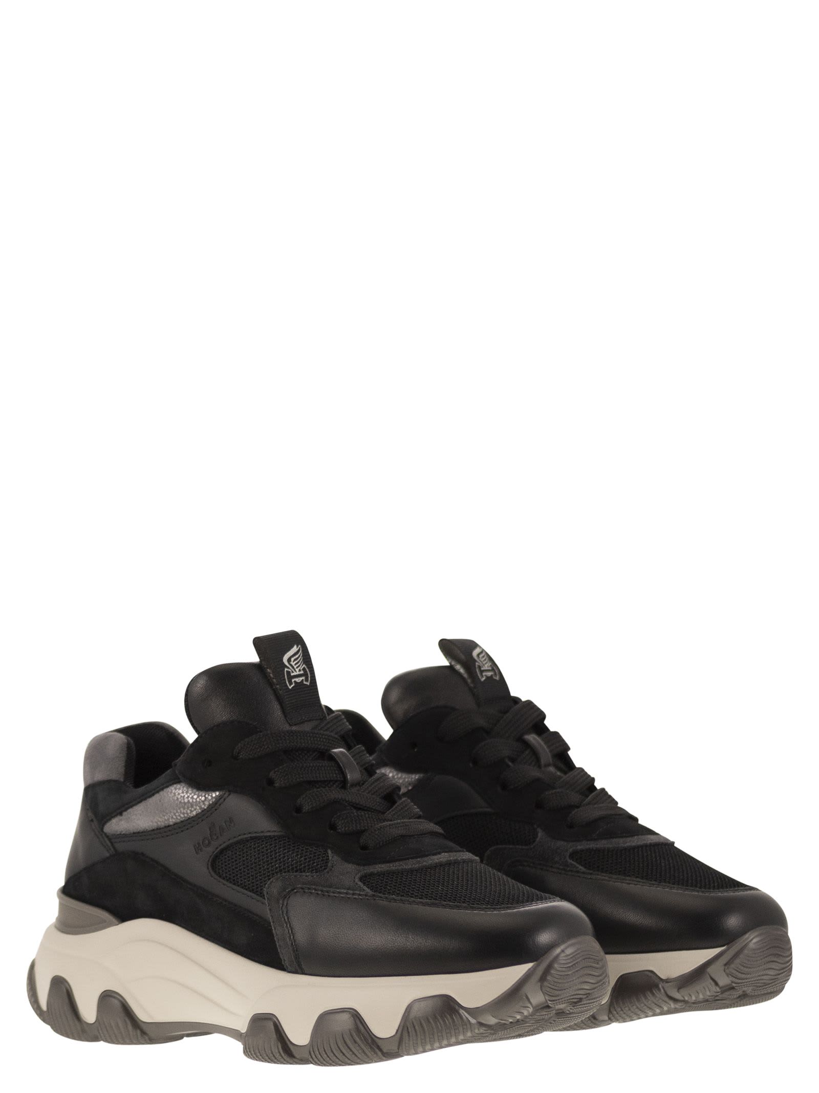 Shop Hogan Hyperactive - Leather And Fabric Trainers In Black