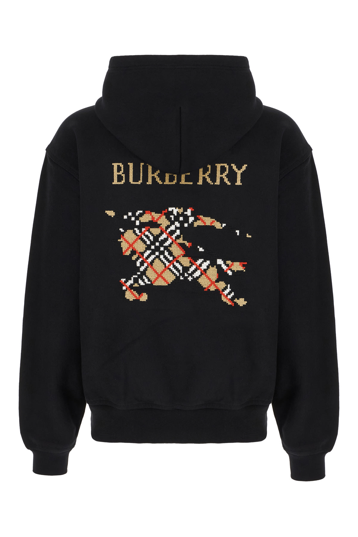 Burberry Men Black Sweatshirt With Ekd Embroidery On The Front And Logo Print On The Rear In Cotton In Black