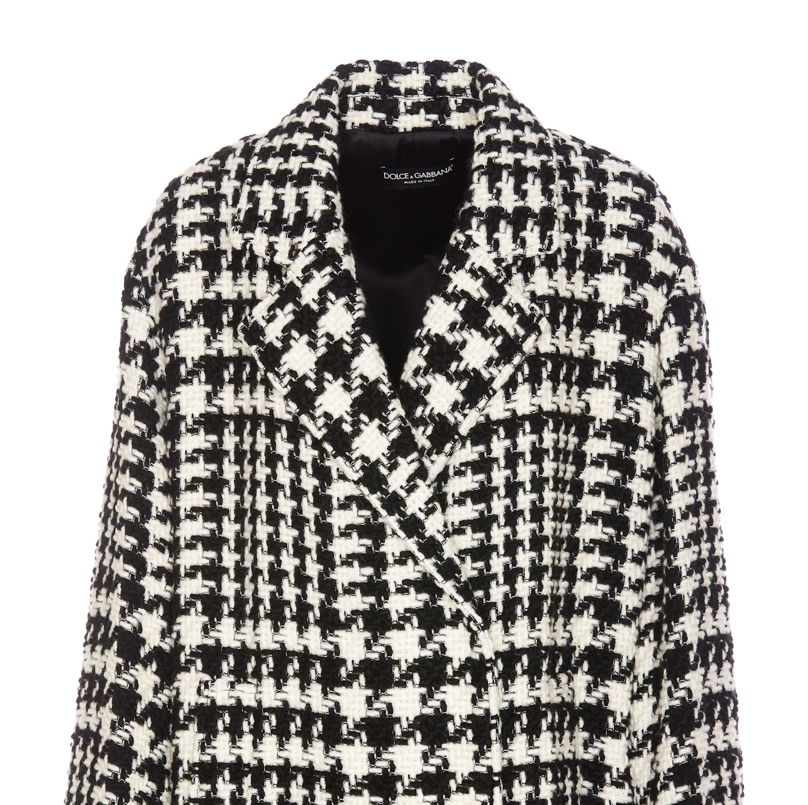 Shop Dolce & Gabbana Over Coat Pied De Poule In White