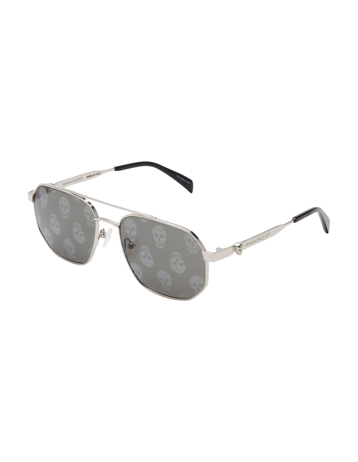 Shop Alexander Mcqueen Caravan Floating Skull Sunglasses In Silver Metal