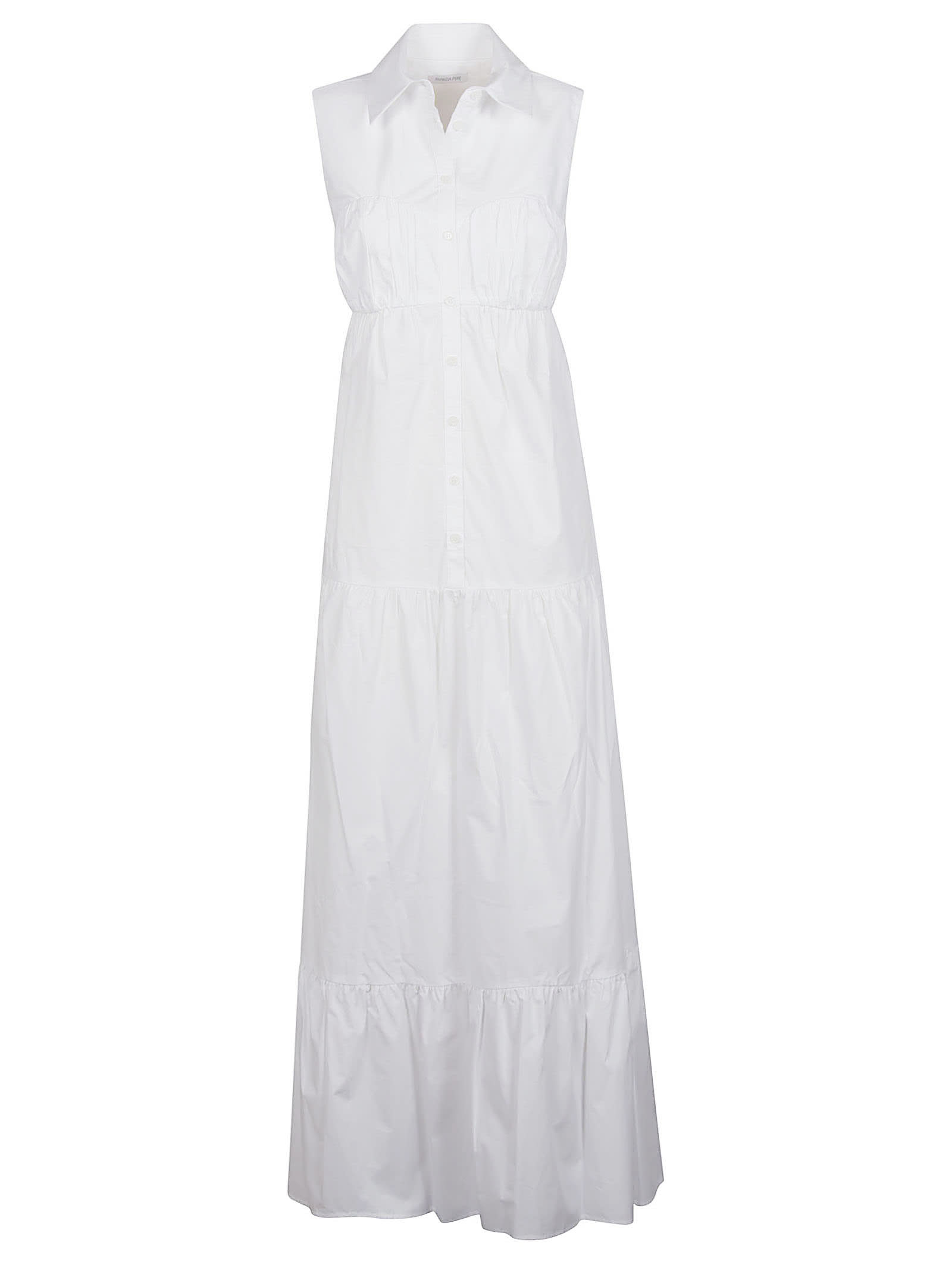 Shop Patrizia Pepe Chemisier Long Dress In Bianco Ottico