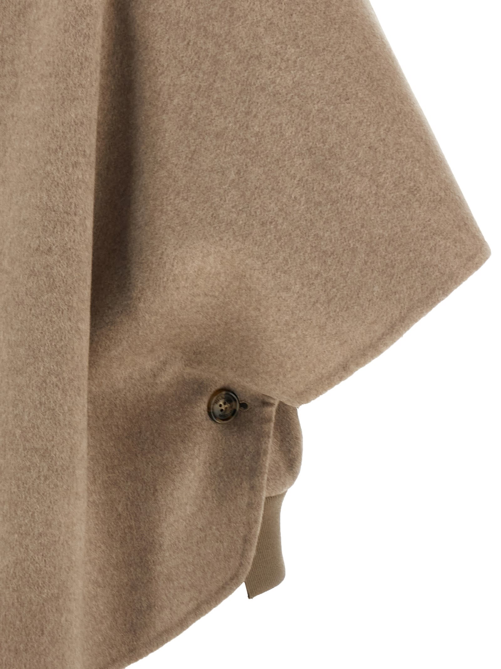 Max Mara Ribbed Hem Short Sleeve Cape With High Collar In Brown