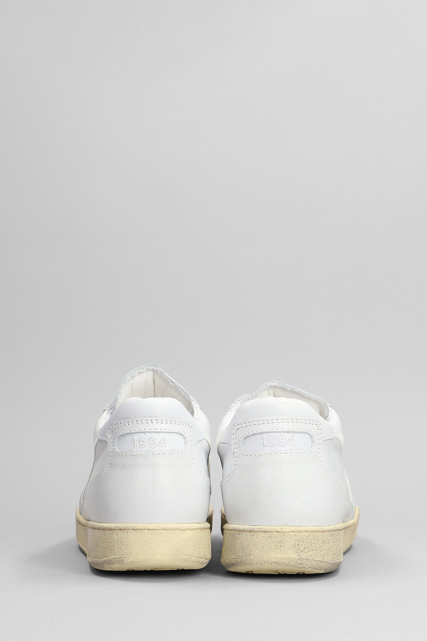 Shop Diadora Mi Basket Sneakers In White Leather In Bianco