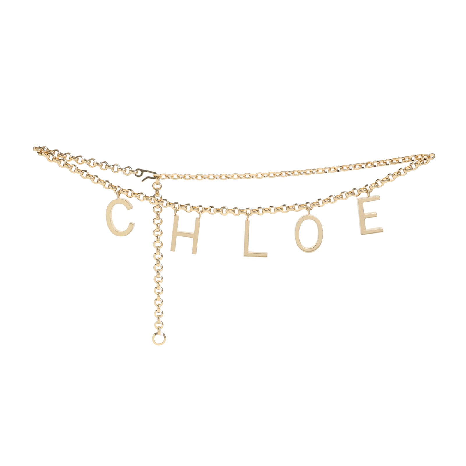 Chloé Metallic Double Chain Belt In Neutral