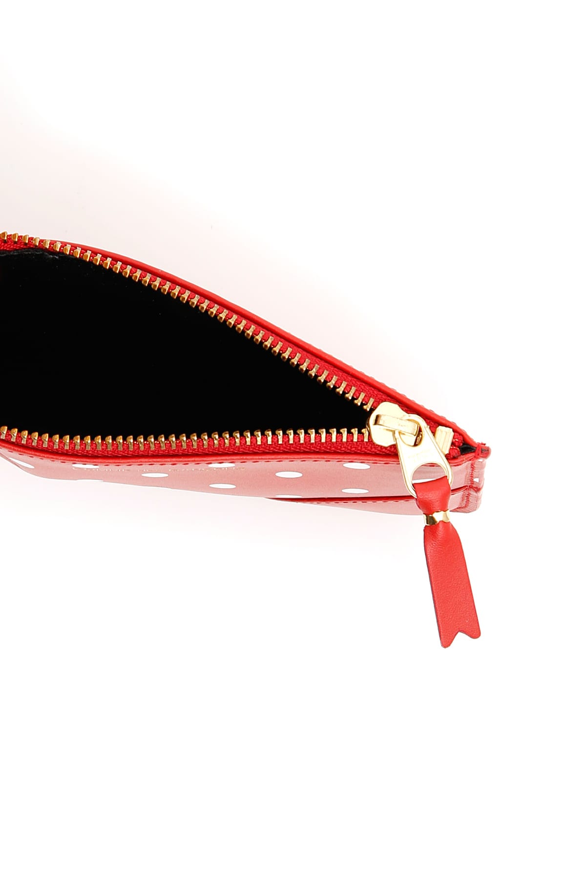 Comme Des Garçons Logo Detail Flat Leather Pouch In Red