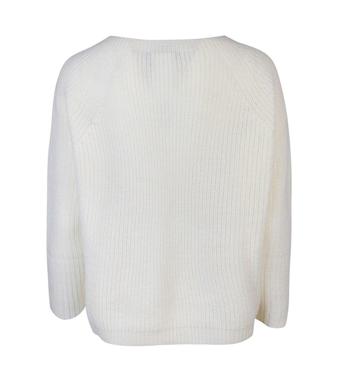 Shop Weekend Max Mara Crewneck Long-sleeved Jumper In Avorio