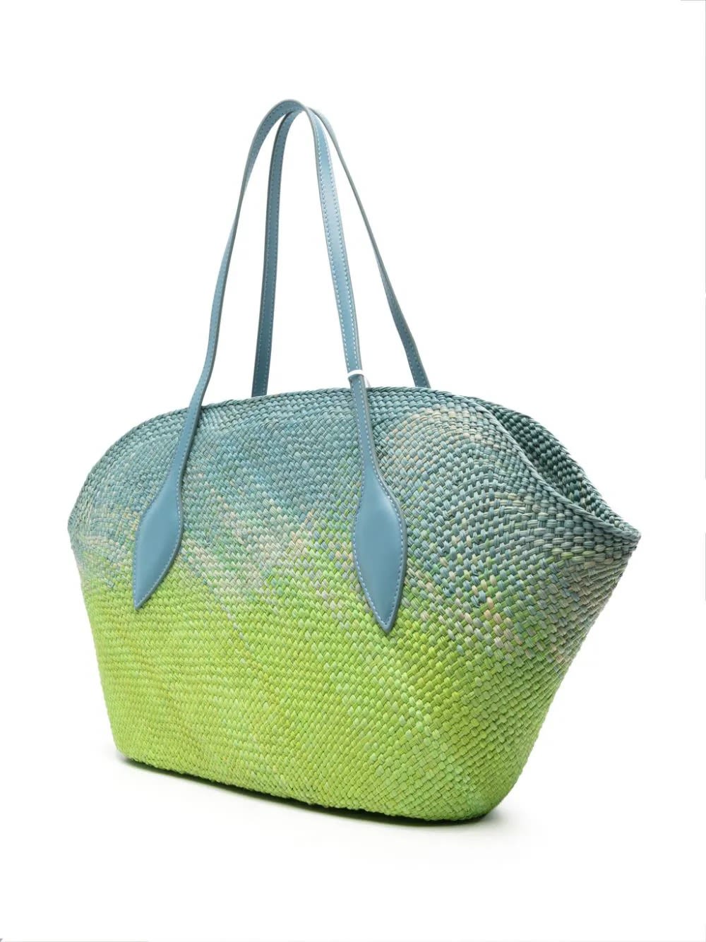 Shop Themoirè Flor Straw Degrade Tote Bag In Blue And Green