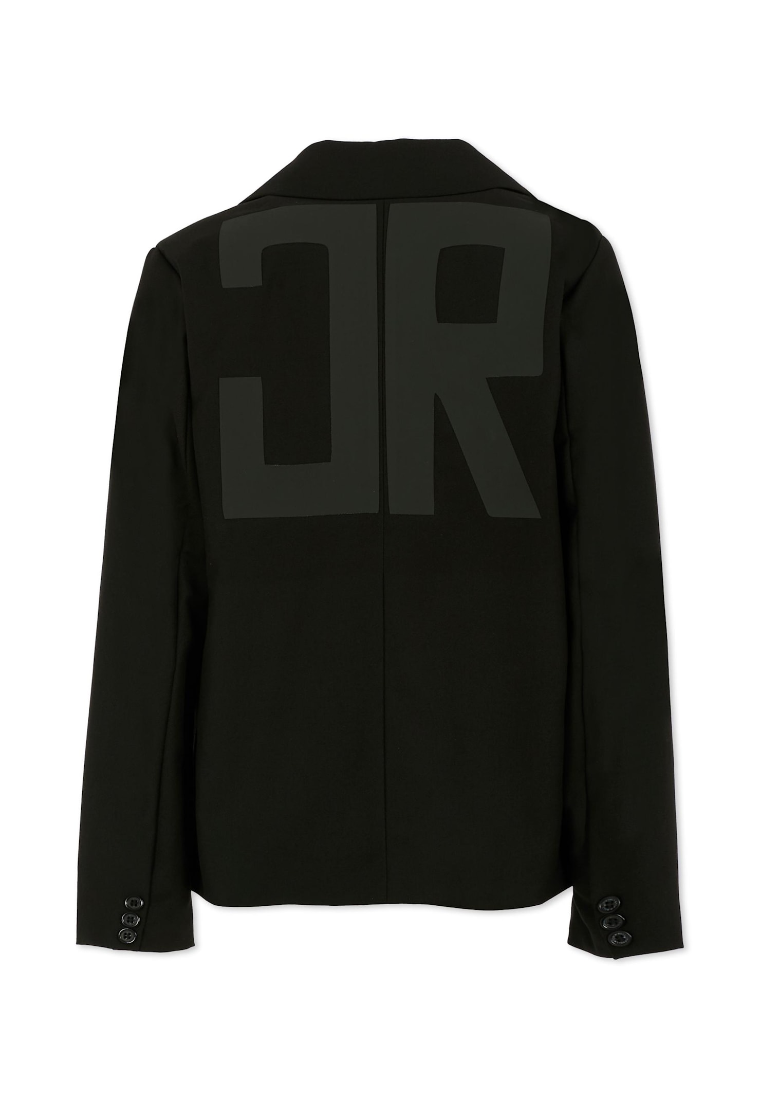 Richmond Black Jacket For Boy With Logo In Green