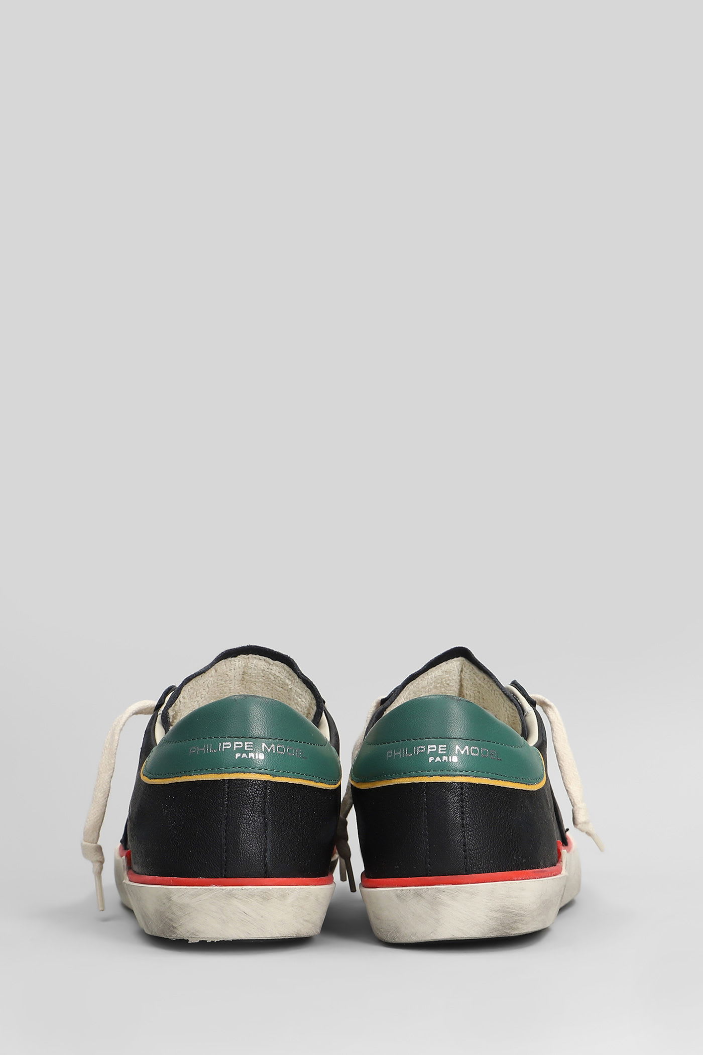 Philippe Model Prsx Low Sneakers In Black Suede And Leather In Multi
