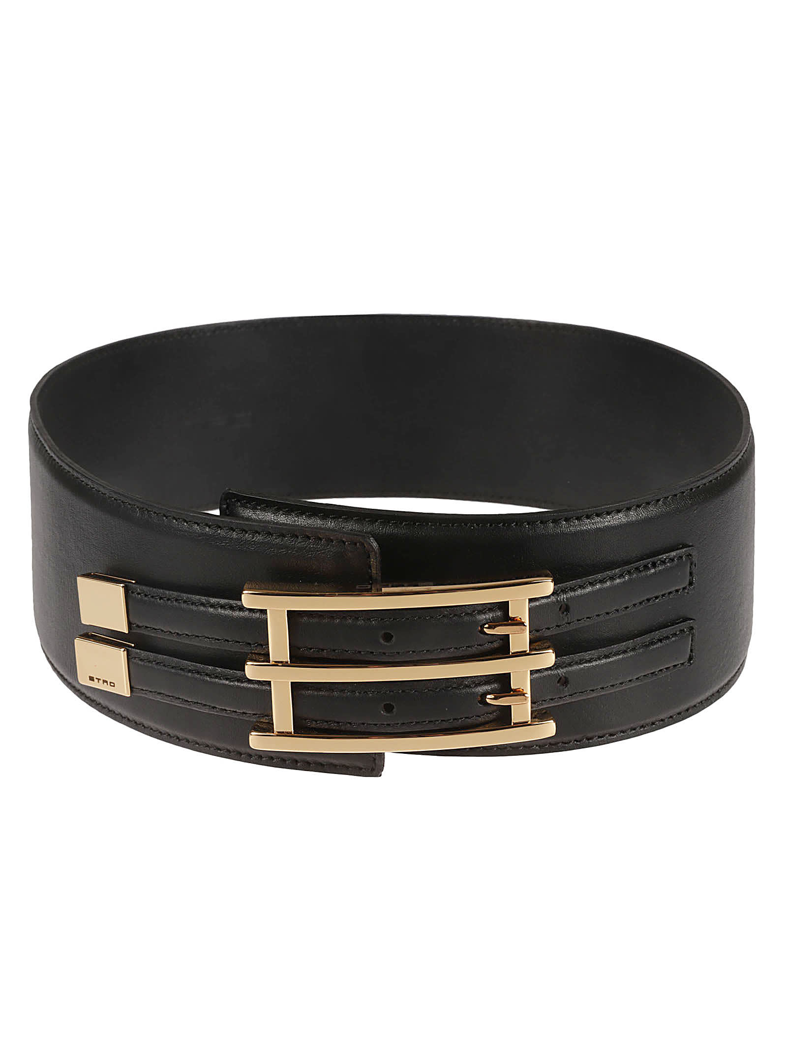 Shop Etro Thick Buckle Belt In Black